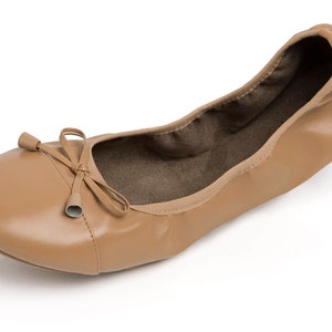 Talaria Flats Caramel Luxury Foldable Ballet Flats,Wedding Ballet Flats,Ballet Flats for Work,Foldable Flats for Travel,Cinderollies,Flats image 4