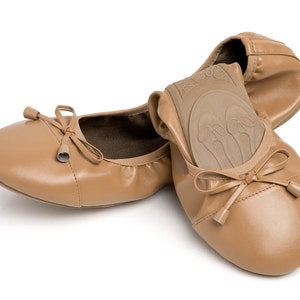 Talaria Flats Caramel Luxury Foldable Ballet Flats,Wedding Ballet Flats,Ballet Flats for Work,Foldable Flats for Travel,Cinderollies,Flats image 1