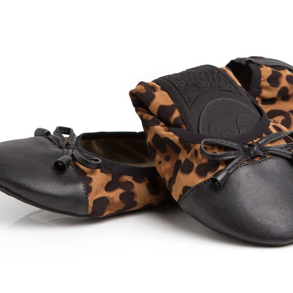 Talaria Flats Leopard Premium Foldable Ballet Flats,Wedding Ballet Flats,Ballet Flats for Work,Foldable Flats for Travel,Cinderollies,Flats