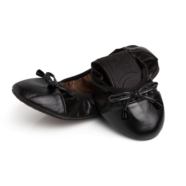 Talaria Flats Schwarz Premium Faltbare Ballerinas,Hochzeit Ballerinas,Ballerinas für die Arbeit,faltbare Wohnungen für Reisen,Cinderollies