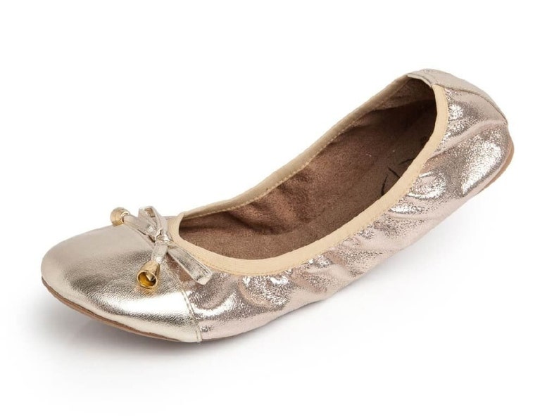 Talaria Flats Champagne Gold Premium Foldable Ballet Flats,Wedding Ballet Flats,Ballet Flats for Work,Foldable Flats for Travel,Cinderollies image 4