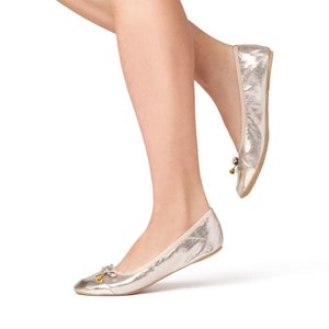 Talaria Flats Champagne Gold Premium Foldable Ballet Flats,Wedding Ballet Flats,Ballet Flats for Work,Foldable Flats for Travel,Cinderollies image 3