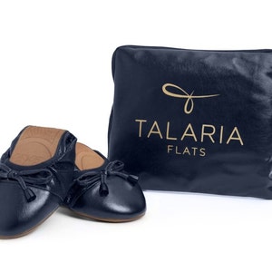 Talaria Flats Navy Blue Premium Foldable Ballet Flats,Wedding Ballet Flats,Ballet Flats for Work,Flats Plegables for Travel,Cinderollies flat imagen 2