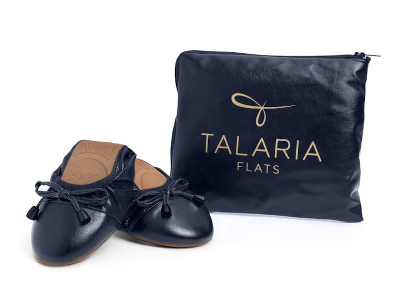 Talaria Flats Navy Blue Premium Foldable Ballet Flats,Wedding Ballet Flats,Ballet Flats for Work,Flats Plegables for Travel,Cinderollies flat imagen 2