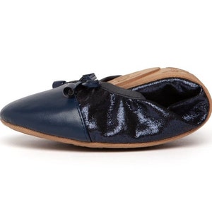 Talaria Flats Navy Blue Premium Foldable Ballet Flats,Wedding Ballet Flats,Ballet Flats for Work,Flats Plegables for Travel,Cinderollies flat imagen 5