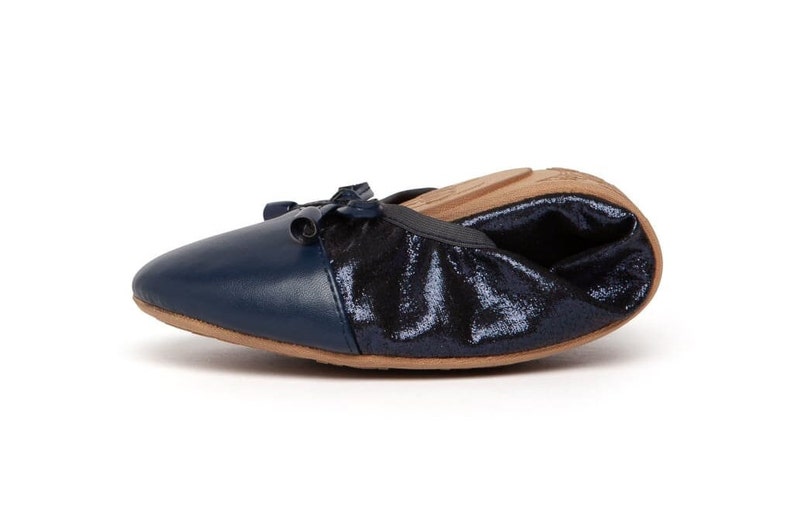 Talaria Flats Navy Blue Premium Foldable Ballet Flats,Wedding Ballet Flats,Ballet Flats for Work,Flats Plegables for Travel,Cinderollies flat imagen 5