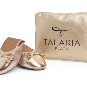 Talaria Flats Champagne Gold Premium Foldable Ballet Flats,Wedding Ballet Flats,Ballet Flats for Work,Foldable Flats for Travel,Cinderollies image 2