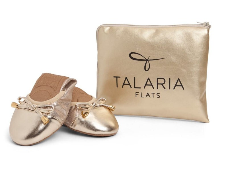 Talaria Flats Champagne Gold Premium Foldable Ballet Flats,Wedding Ballet Flats,Ballet Flats for Work,Foldable Flats for Travel,Cinderollies image 2