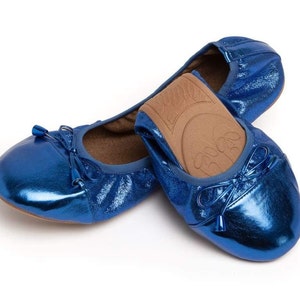 Talaria Flats Cobalt Blue Premium Foldable Ballet Flats,Wedding Ballet Flats,Ballet Flats for Work,Foldable Flats for Travel,Cinderollies
