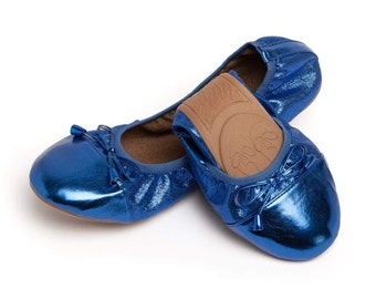 Talaria Flats Cobalt Blue Premium Foldable Ballet Flats,Wedding Ballet Flats,Ballet Flats for Work,Foldable Flats for Travel,Cinderollies