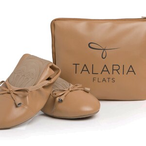 Talaria Flats Caramel Luxury Foldable Ballet Flats,Wedding Ballet Flats,Ballet Flats for Work,Foldable Flats for Travel,Cinderollies,Flats image 2