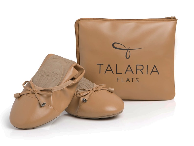 Talaria Flats Caramel Luxury Foldable Ballet Flats,Wedding Ballet Flats,Ballet Flats for Work,Foldable Flats for Travel,Cinderollies,Flats image 2