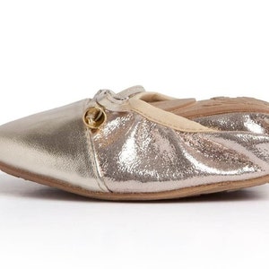 Talaria Flats Champagne Gold Premium Foldable Ballet Flats,Wedding Ballet Flats,Ballet Flats for Work,Foldable Flats for Travel,Cinderollies image 5
