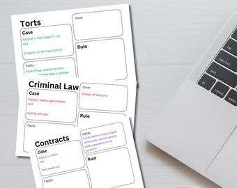 Law School Flash Cards Template / Digital Template / Editable Template / Digital Download / Law Student 1L Law School Study Aid Flash Cards