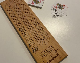 Personalized Handmade Wooden Cribbage Board | Black Walnut | Maple | Cherry Cribbage Board with storage | Custom board game gift Game lover