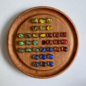 Handcraft Wooden Marble Solitaire Board Game | 7.75&quot; 33 holes Marble Solitaire |  Wooden Board Game | Coffee Table Decor | Free shipping