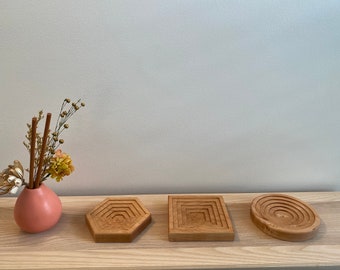 Set of 3 handmade wood decorative tray | Vanity tray set | Home organization tray set | Home decoration |  Entryway decorative tray