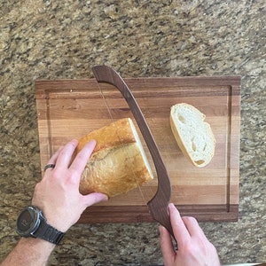 Free shipping Wood Bread Bow Knife Sourdough cutter Bagel cutter Gift for her Kitchen tool Bread cutter Baguette cutter image 2