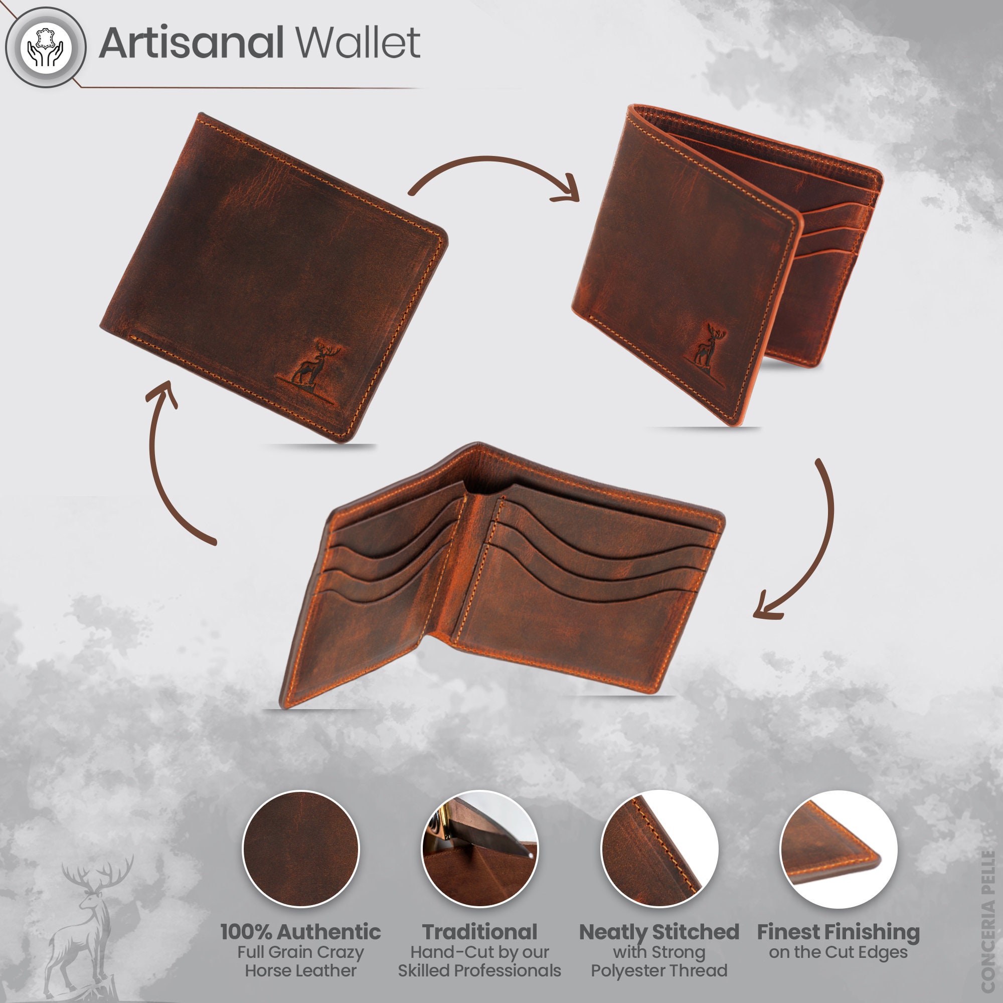 Drew Lennox Men's Luxury Bifold Wallet - Genuine British Leather, Coin Pocket, Gift Box, Rustic Brown