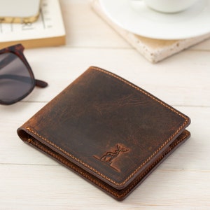 Personalized Mens Wallet / Bifold Wallets for Men / Minimalist Wallet / Full grain leather / Slim and Front Pocket Wallet / Gift for Dad DARK BROWN
