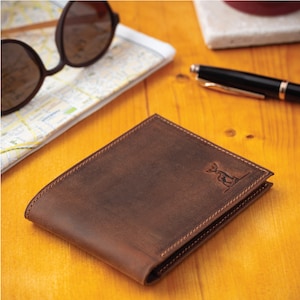 Cartera de cuero personalizada para hombres, Cartera de cuero de grano completo, Carteras plegables para hombres, Cartera delgada, Regalo para él, Regalo de graduación