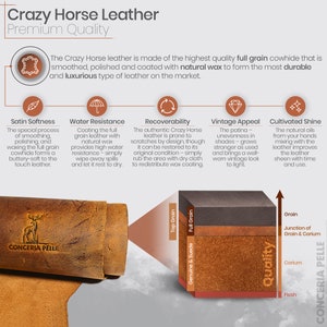 Provides the main features of the crazy horse leather