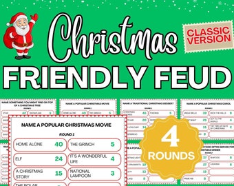 Juego de pelea amistosa de Navidad / Juegos de fiesta de Navidad / Feud navideño / Feud de Navidad imprimible / Trivia de Navidad / Feud amistosa de Navidad