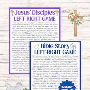 Juego de la Biblia de izquierda a derecha - Paquete l Juegos de escuela dominical l Juegos bíblicos de izquierda a derecha l Juegos de los discípulos de Jesús l Juegos de grupos de jóvenes l Juegos de la iglesia