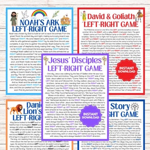 Bible Left Right Games - 5 Stories l Sunday School Church Games l Left-Right Bible l Bible Bundle l Youth Group Games l Bible Study Games