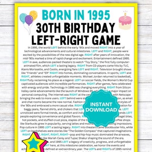 30th Birthday Game | Born in 1995 Games |  Left-Right Birthday Game | Left-Right 30th Birthday | Birthday Pass the Present | Born in 1995