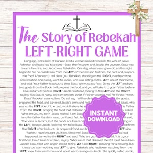 Bible Left-Right Game l Rebekah Bible Story Game l  Sunday School Church Games l Youth Group Game l Bible Study Game l Women in Bible Games