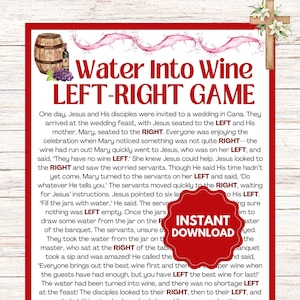 Water To Wine Game l  Bible Left Right Game l Sunday School Church Games l Left-Right Bible Games l Youth Group Games l Bible Study Games