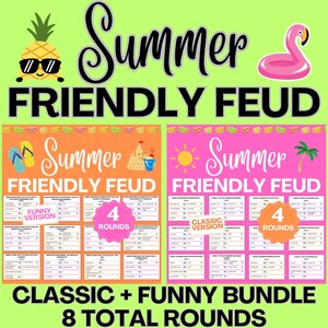 Summer Friendly Feud Bundle | Summer Printable Games | Summer Trivia Game | Summer Feud Printable | Beach Games | Classic + Funny Version