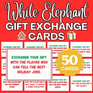 Jogo Elefante Branco | Cartões do elefante branco do Natal | Jogo de troca de presentes de Natal | Jogo de festa do elefante branco | Jogo de presente de Natal