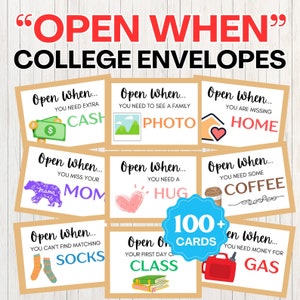 Beim College Umschläge öffnen | Offen Wenn Briefe für College Studenten | College Care Paket | Öffnen Sie wenn Karten | Offen beim College zum Ausdrucken