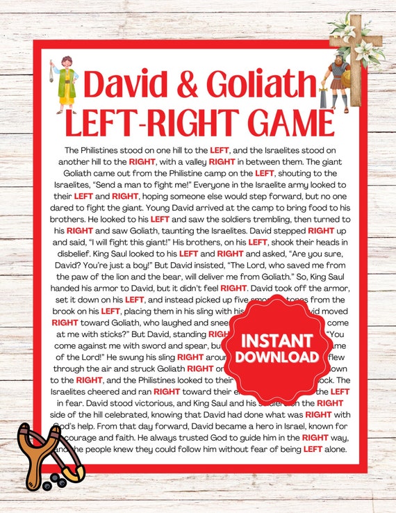 Left Right Game l David & Goliath Game l  Sunday School Church Game l Bible Games l Youth Group Game l Bible Study Game l Old Testament Game