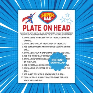 Plate on Head Game | Funny Father's Day Games | Family Father's Day Games | Father's Day Printable Games | Father's Day Plate Game
