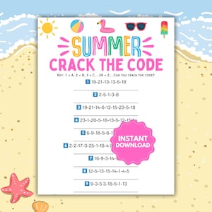 Sommer Crack the Code Spiel | Lustige Sommerspiele | Sommerspiele | Familiensommerspiele | Sommer Puzzles | Sommer-Kinderspiel