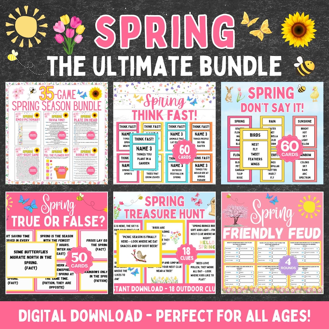 Ultimate Spring Games BUNDLE | Printable Spring Party Games | Spring ...
