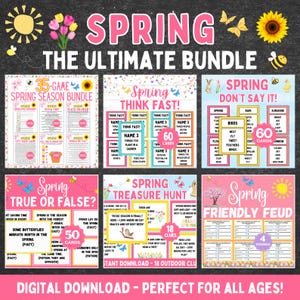 Paquete de juegos de primavera definitivos / Juegos de fiesta de primavera imprimibles / Juegos de primavera / Juegos de primavera para familias / Juegos de oficina de primavera