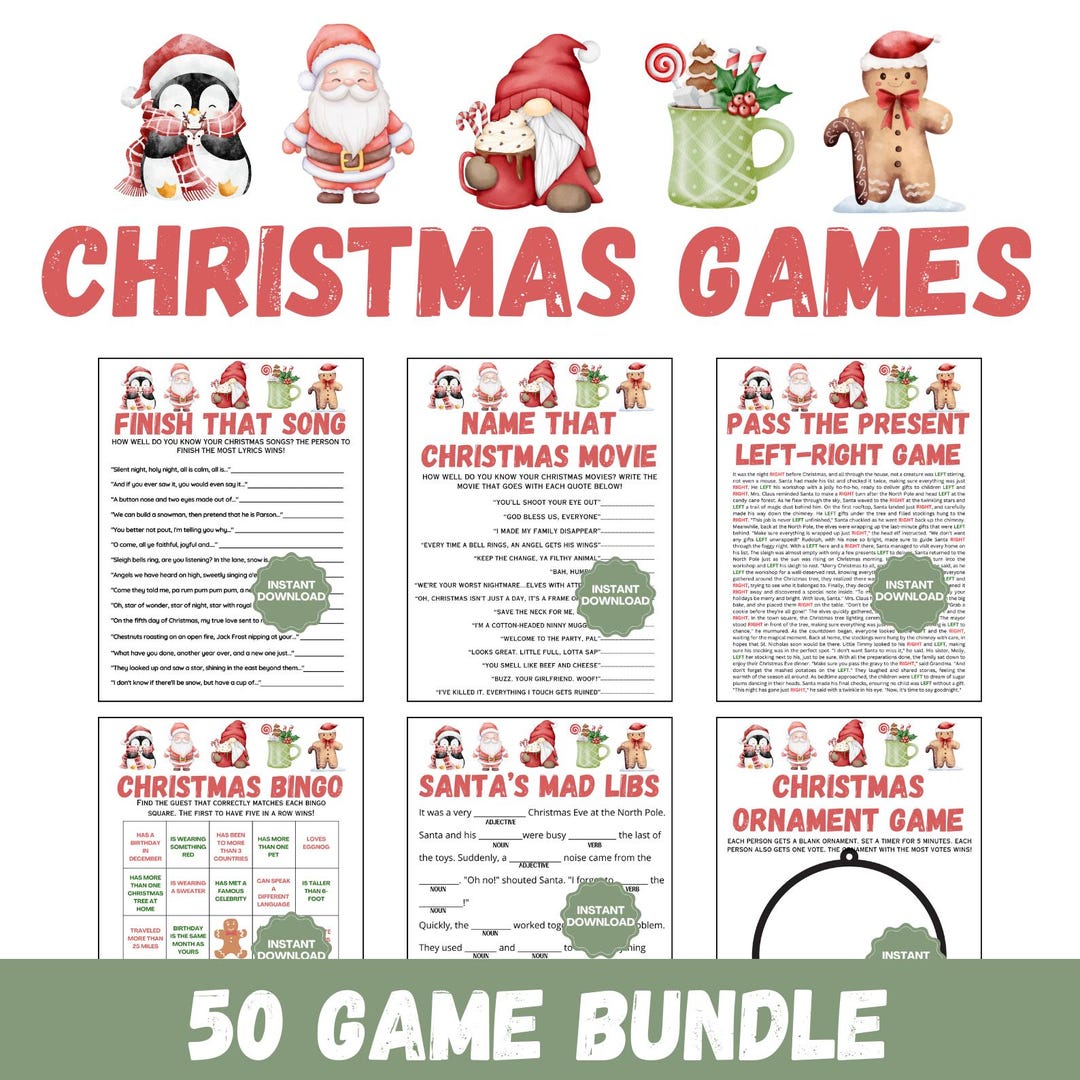 50 Christmas Games | Christmas Party Games | Christmas Game Bundle ...