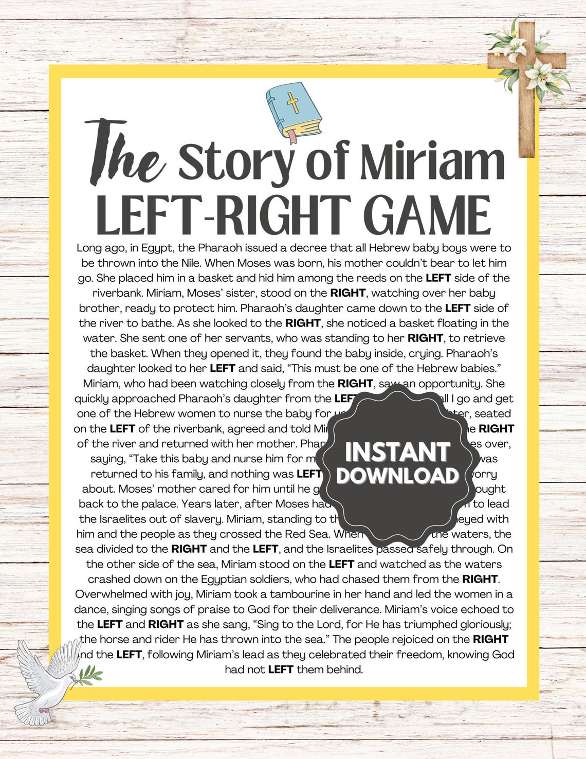 Bible Left-right Game L Miriam Bible Story Games L Sunday School Church ...