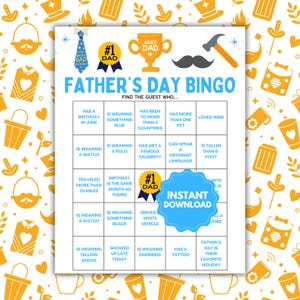 Bingospel Vaderdag | Leuke Vaderdagspelletjes | Afdrukbaar voor Vaderdag| Familie-Vaderdagspellen | Vaders Vind de gast-bingo