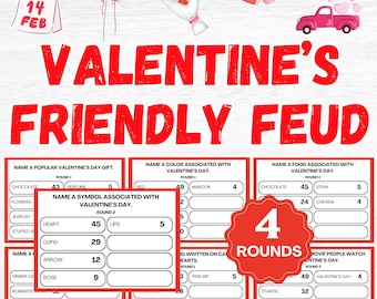 Valentinstag Freundschaft | Valentinstag-Party-Spiele | Galentine's Freundliche Fehde | Valentinstag Druckbare Spiele | Lustige Spiele zum Valentinstag