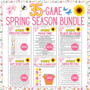Frühlings-Spiele-Bundle | 35 Frühlings-Party Spiele | Druckbare Frühlingsspiele | Erwachsene & Kinder Frühlingsspiele | Büro Frühlingsspiele | Frühling Familienspiele