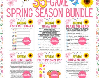 Spring Game Bundle | 35 Spring Party Games | Printable Spring Games | Adult & Kids Spring Games | Office Spring Games | Spring Family Games