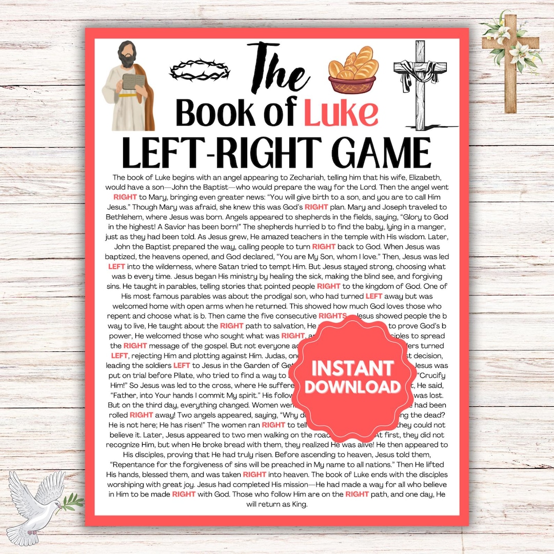 Luke Bible Game L Bible Left-right Game L Sunday School Church Games L ...