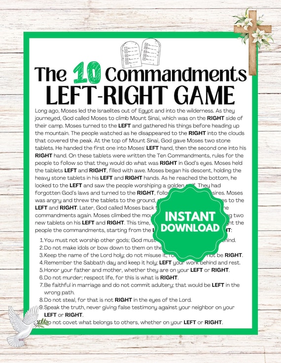 Bible Left-Right Game l The Ten Commandments Game l  Sunday School Church Games l Bible Games l Youth Group Game l Bible Study Game