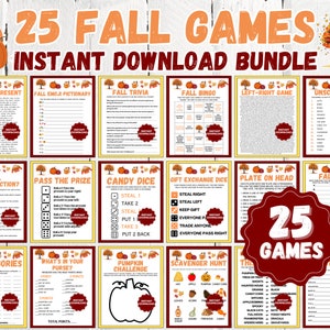 25 Fall Games BUNDLE | Fall-themed Party Games | Fall Autumn Game ...