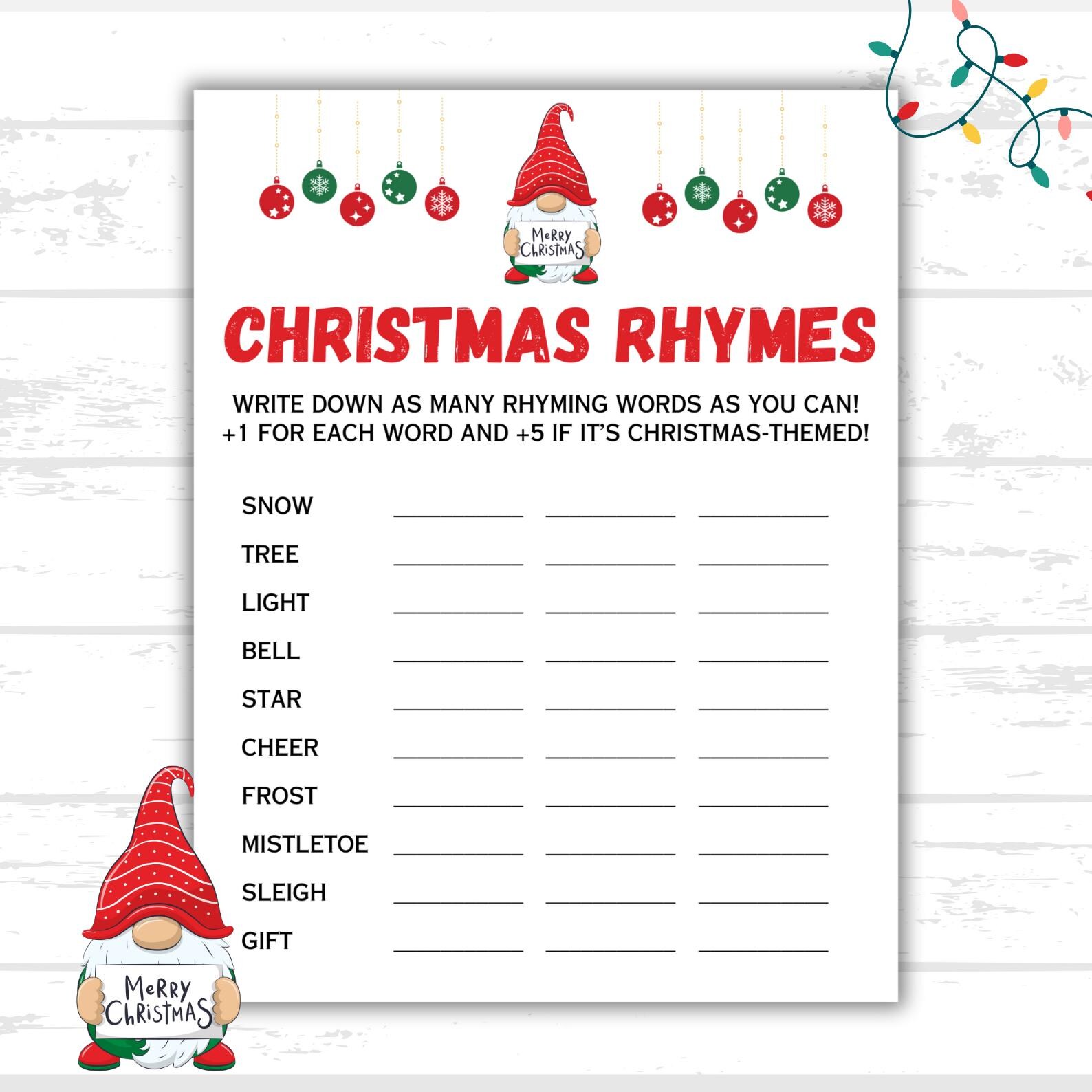 Christmas Rhyming Game Christmas Party Games Christmas Rhymes Game ...